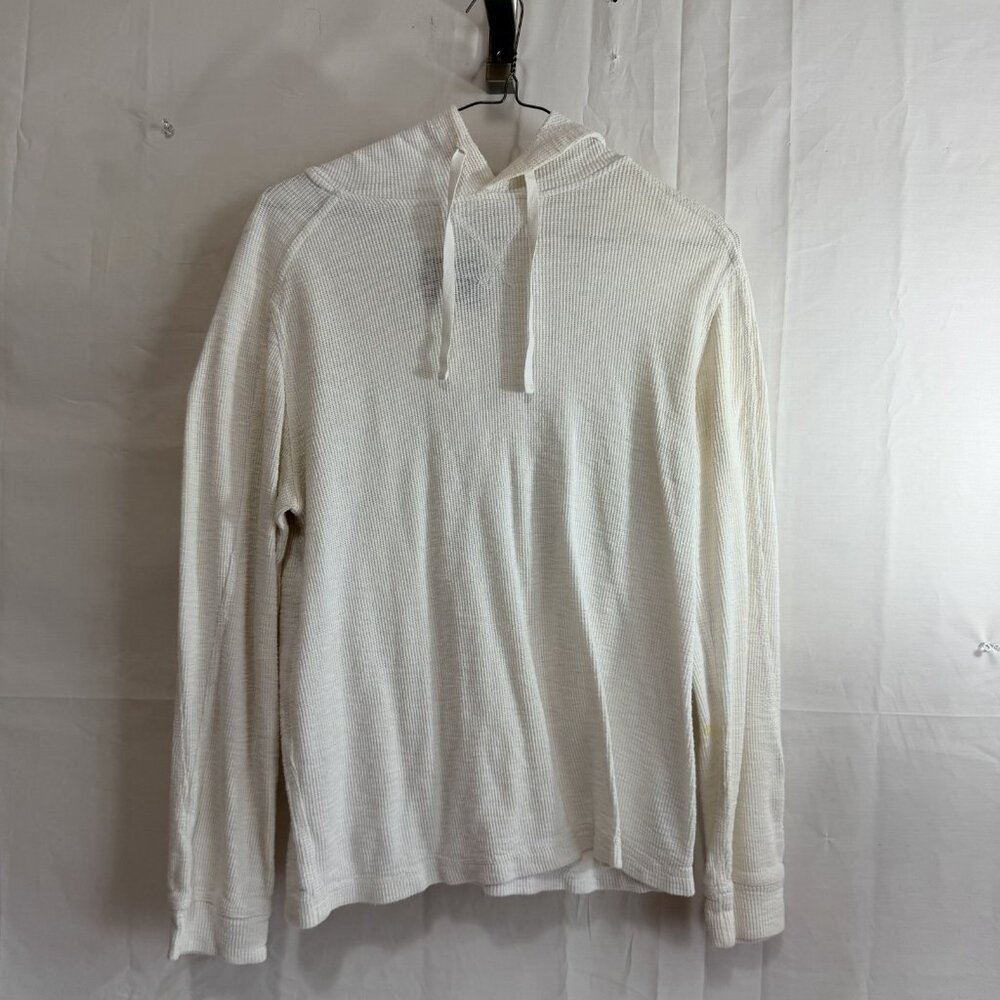 TWENTYONE MEN Hooded Waffle Knit Long Sleeve Lightweight Sweatshirt White Med
